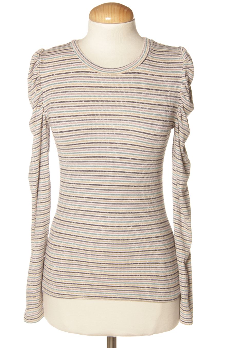 Langärmeliges T-Shirt von Made in italy Größe XS, Farbe Gestreift, für