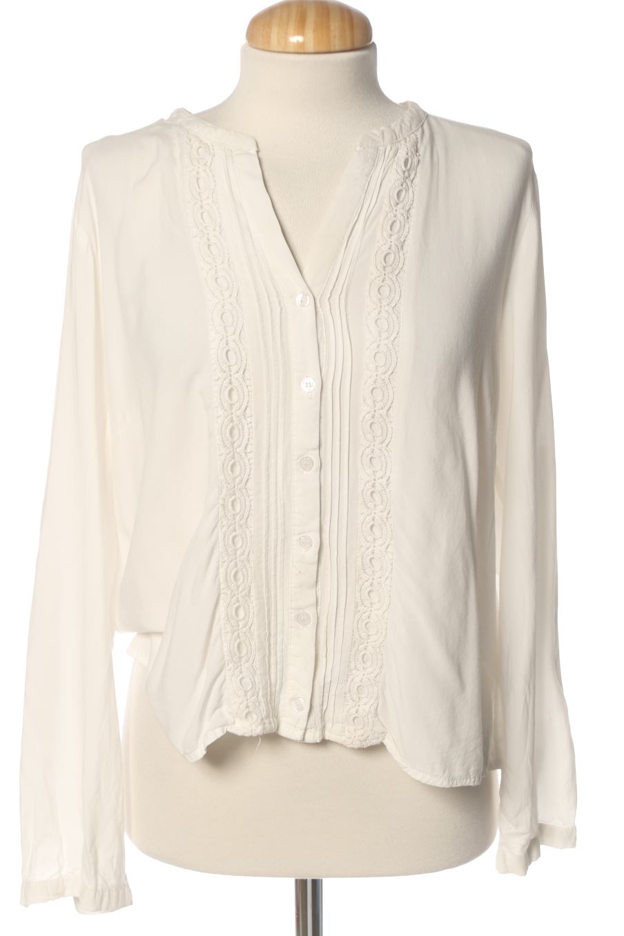 Blusa de manga larga de Cashew flower de la talla 44, de color blanco