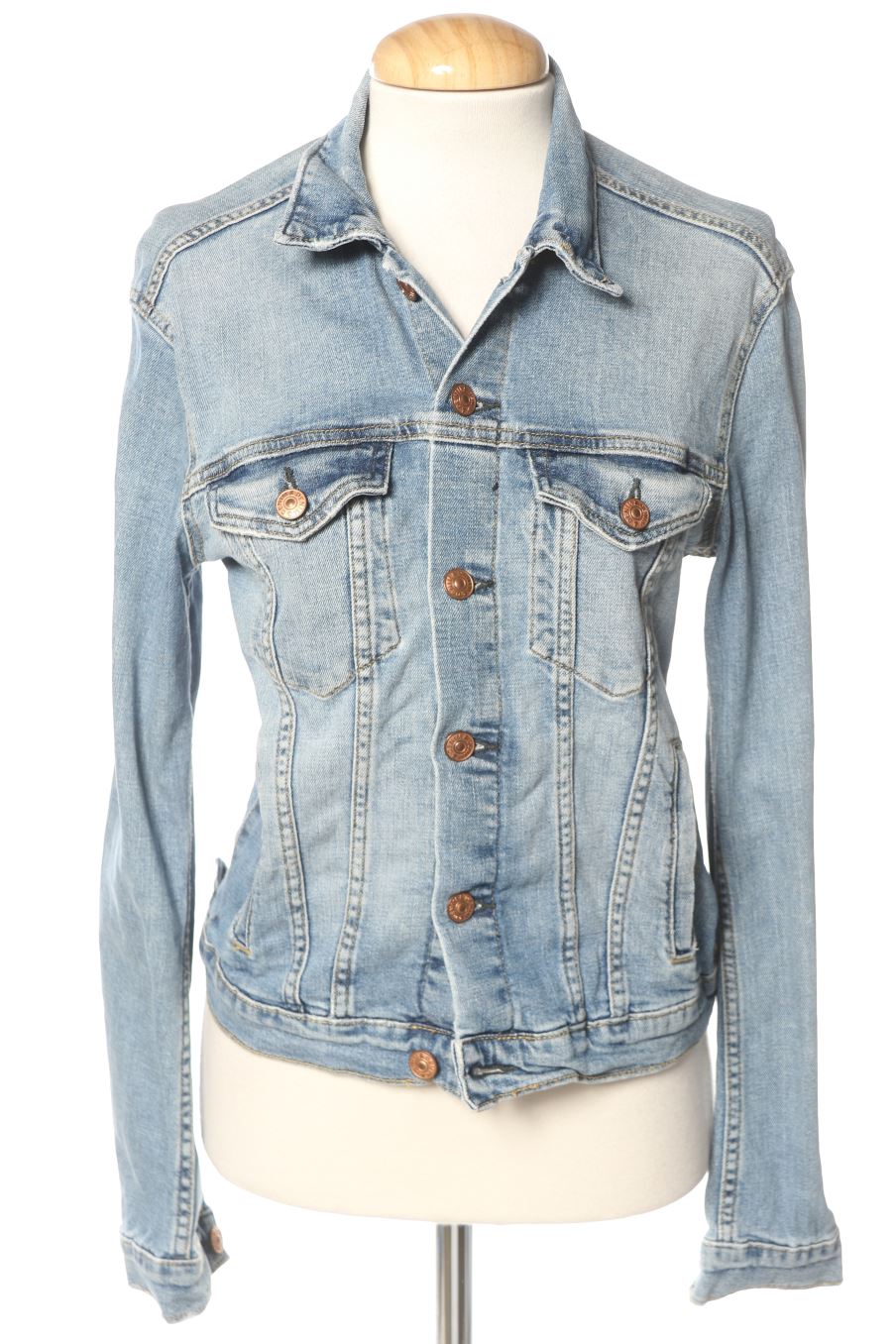 Blouson H&M de la taille 38, de couleur bleu de denim