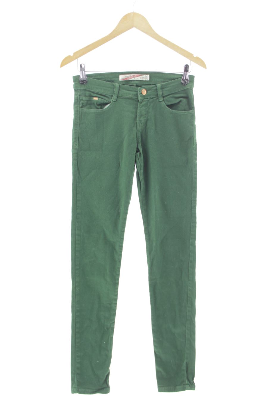 Vaquero de Trf (ZARA) de la talla 34, de color verde de ropa vaquera