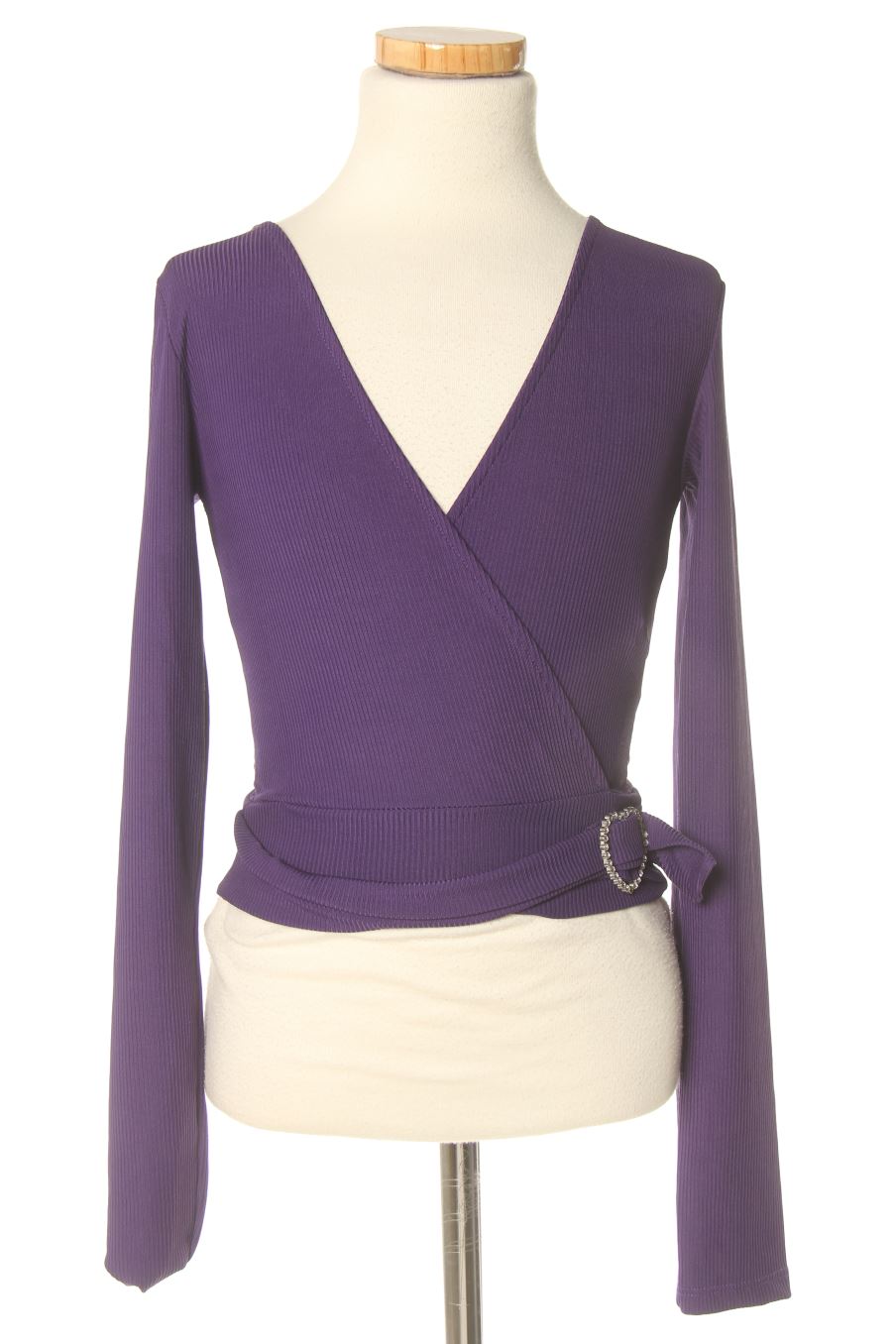 Camiseta de manga larga de Bershka de la talla XS, de color morado