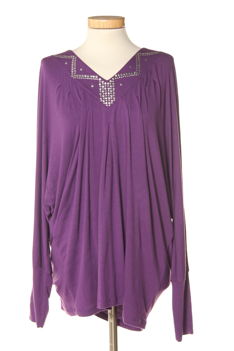 Blouse à manches longues Yera de la taille XL, de couleur pourpre