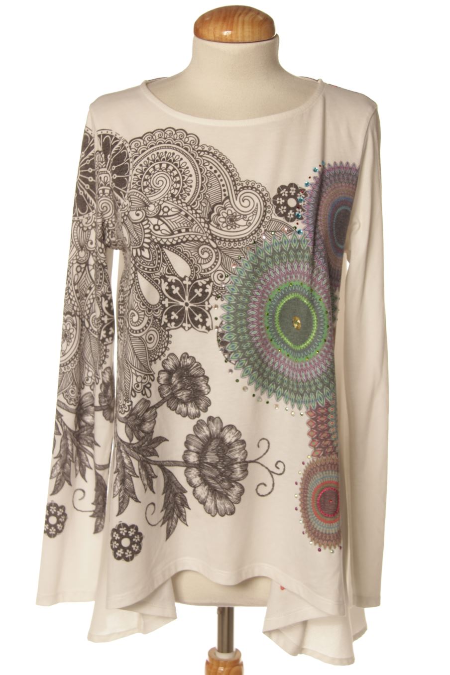 Blouse à manches longues Desigual de la taille S, de couleur blanc