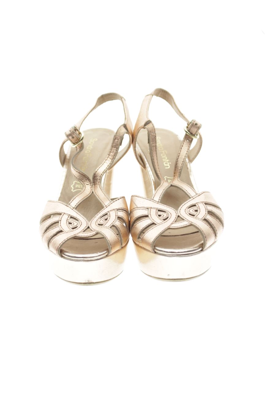 Sandalias tacon de Sandra Fontán de la talla 37, de color rosa de
