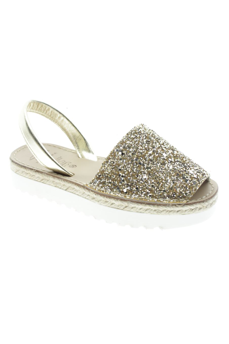 Sandalias planas de Avarca de la talla 36, de color dorado de