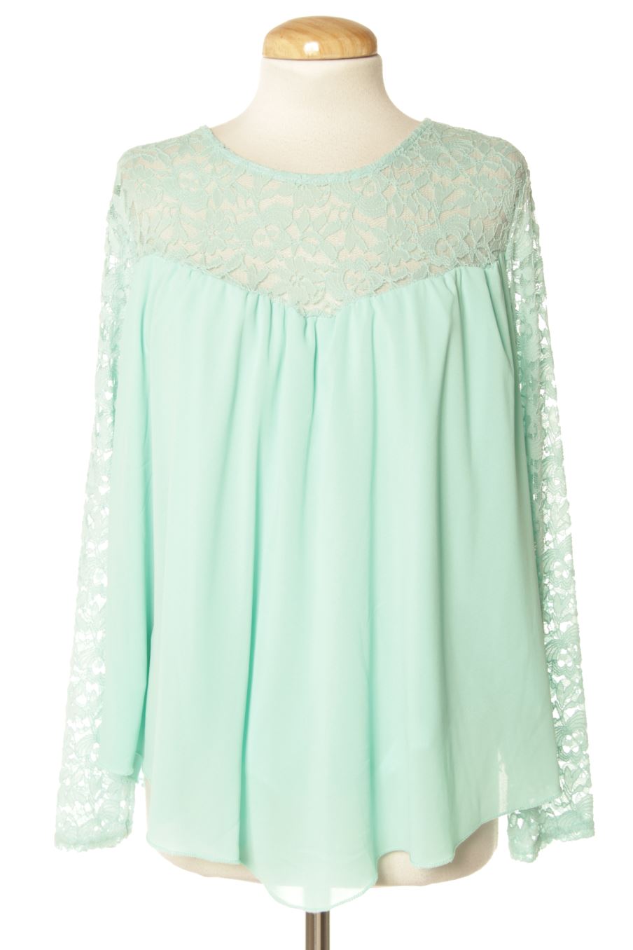 Langärmelige Bluse von Made in france Größe L, Farbe Türkis, für