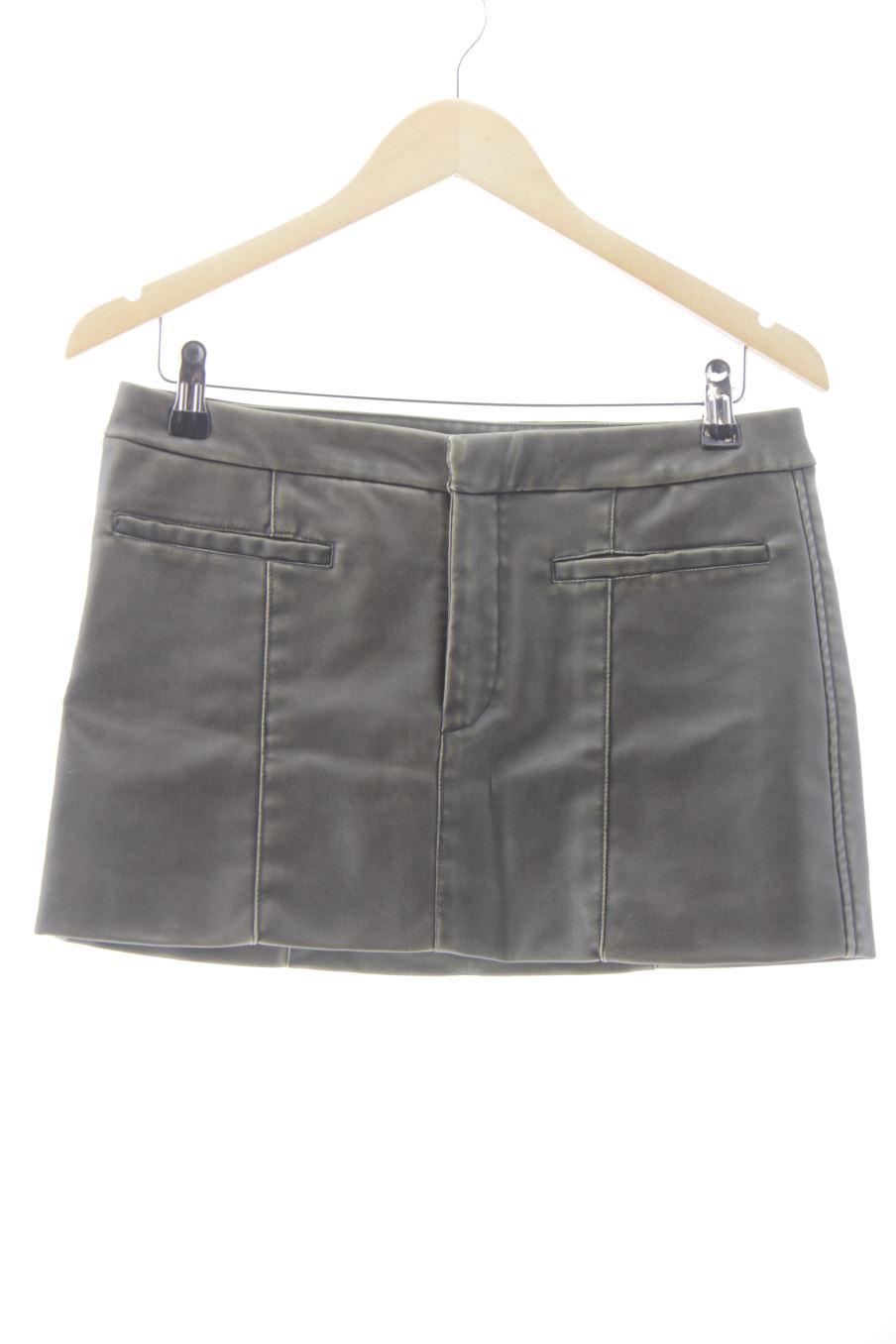 Falda de Zara de la talla M, de color verde de piel