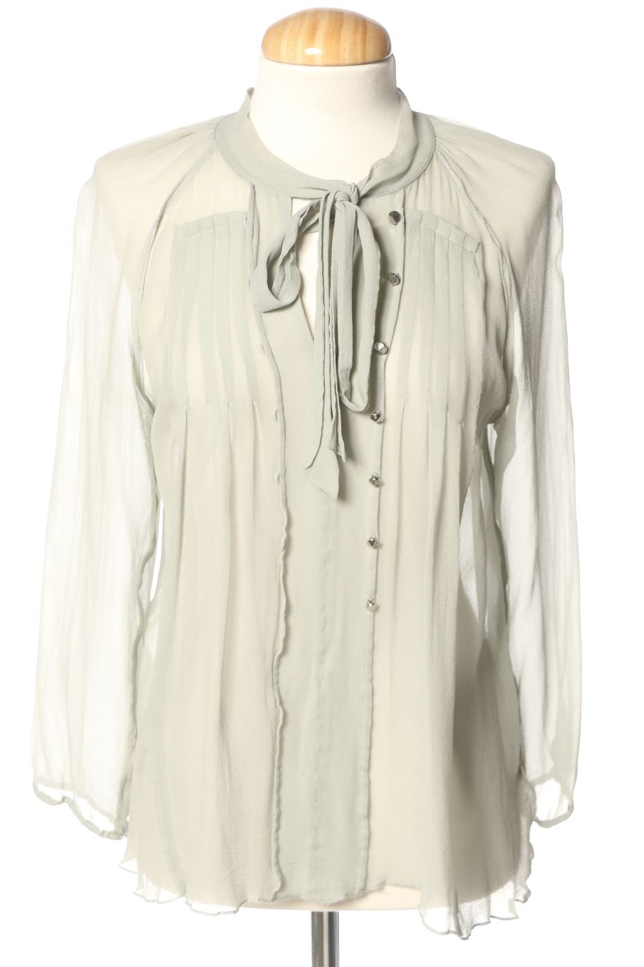 Camiseta manga larga de Massimo Dutti de la talla 36, de color verde de seda