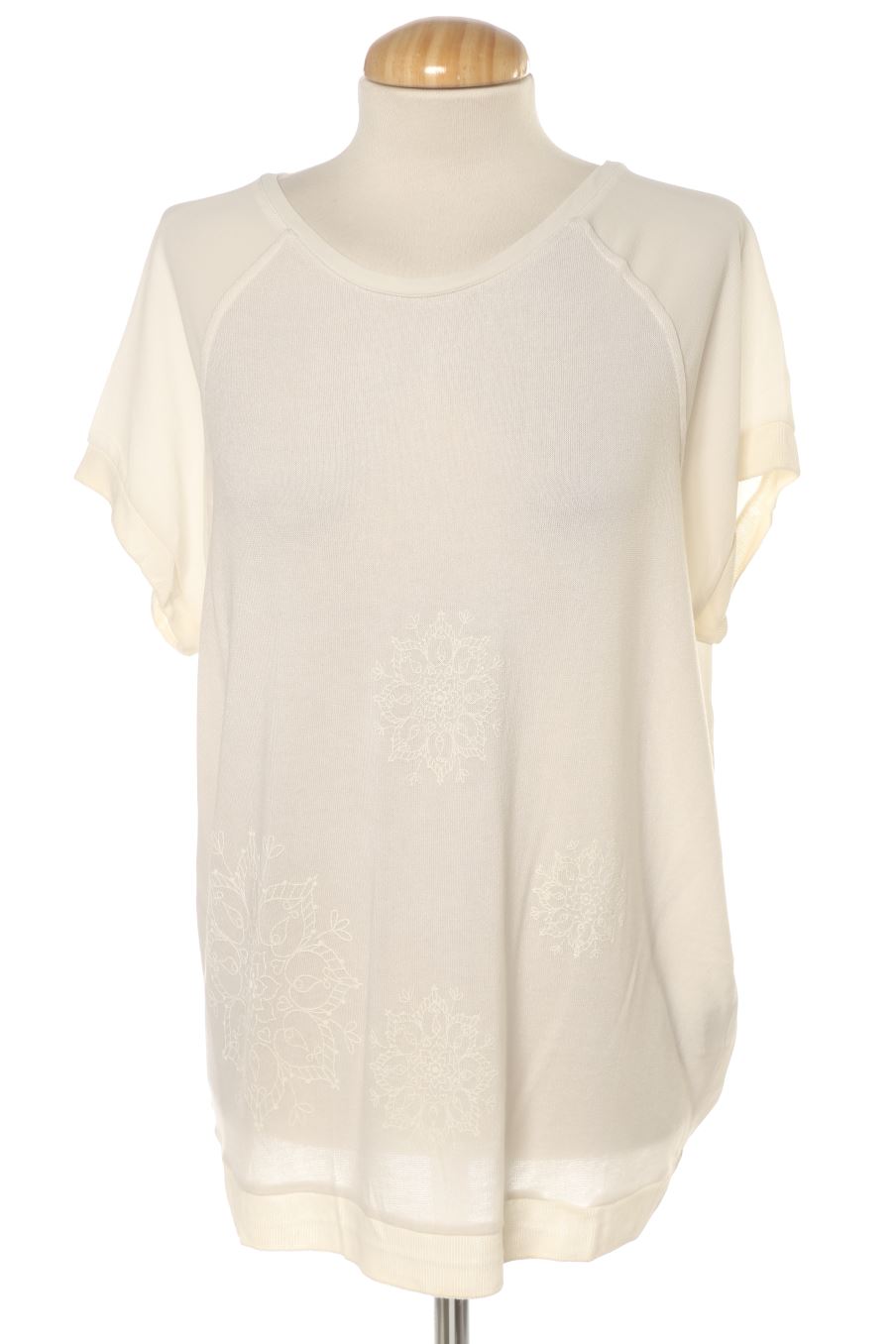Blouse à manches courtes Desigual de la taille XL, de couleur blanc
