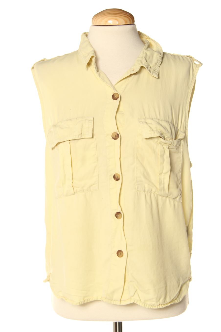 Camisa sin mangas de Bershka de la talla L, de color amarillo