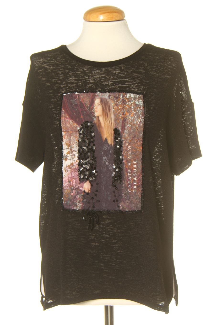 T-Shirt von Zara Größe S, Farbe Schwarz, für