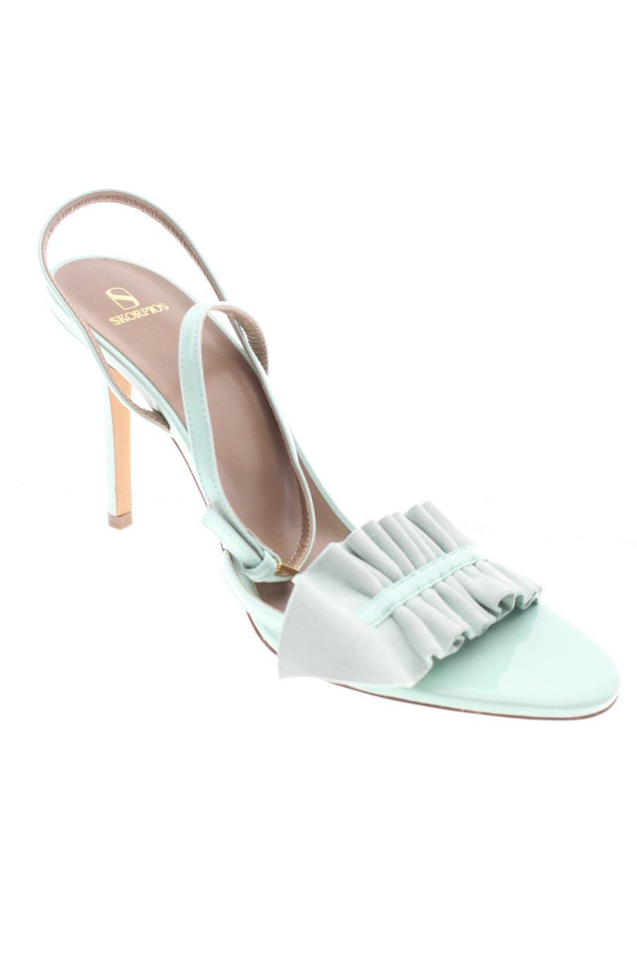 Sandalias tacon de Skorpios de la talla 38, de color turquesa de