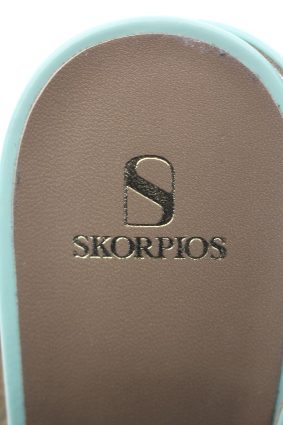 Sandalias tacon de Skorpios de la talla 38, de color turquesa de