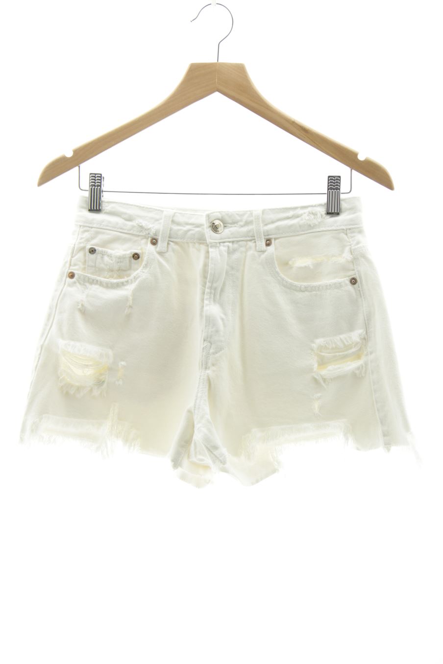 Shorts Stradivarius de la taille 38, de couleur blanc de denim