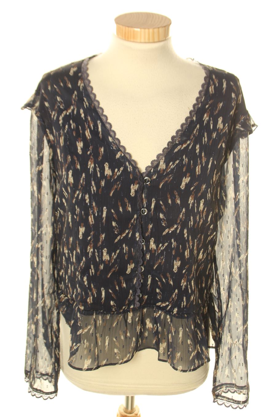 Blouse à manches longues Yuka de la taille 36, de couleur imprimés