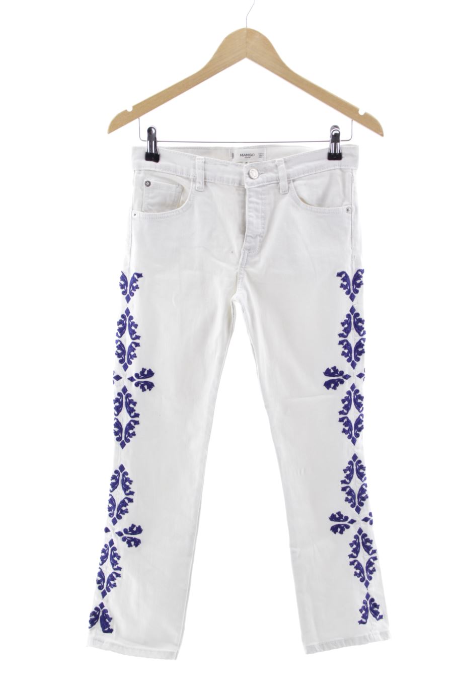 Vaquero de Mango de la talla 34, de color blanco de ropa vaquera