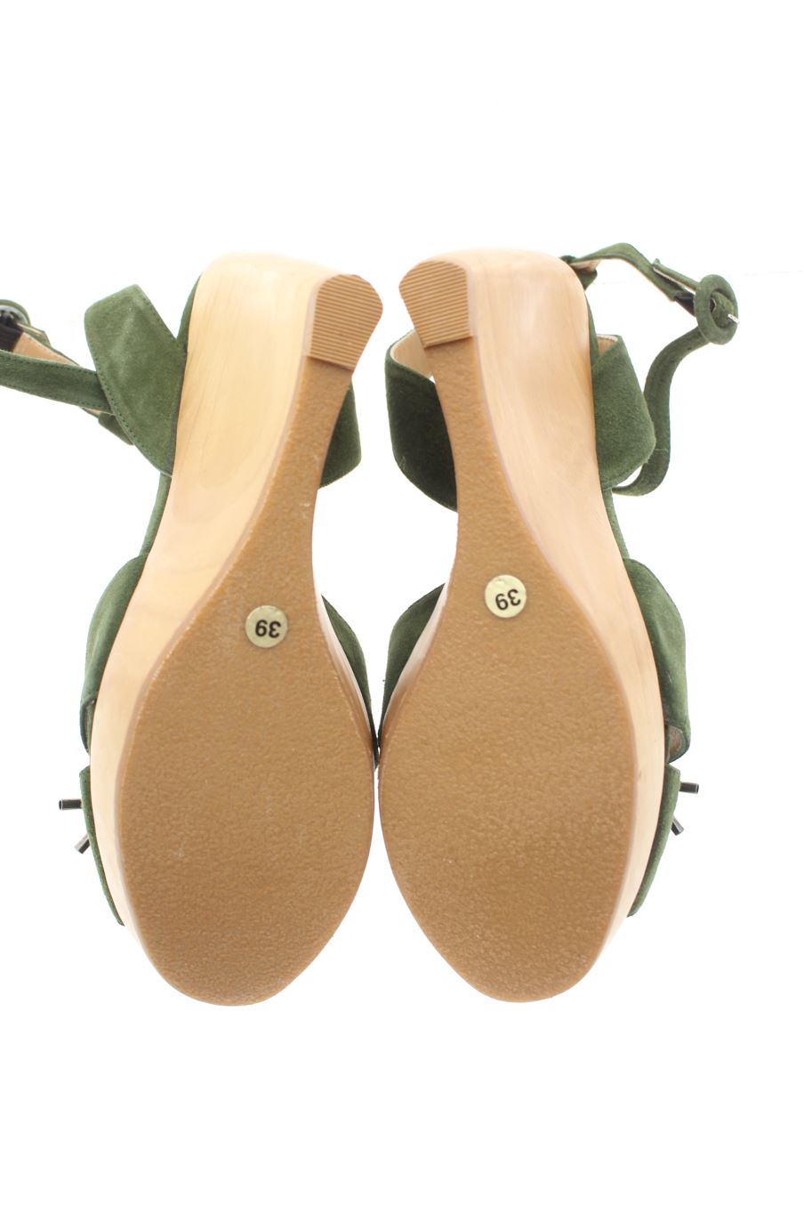 Sandalias tacon de Guillermina Baeza de la talla 39, de color verde de
