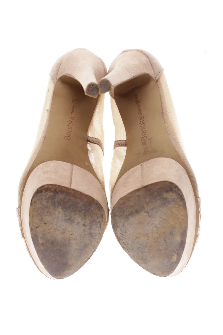 Sandalias tacon de Bershka de la talla 39, de color beige de