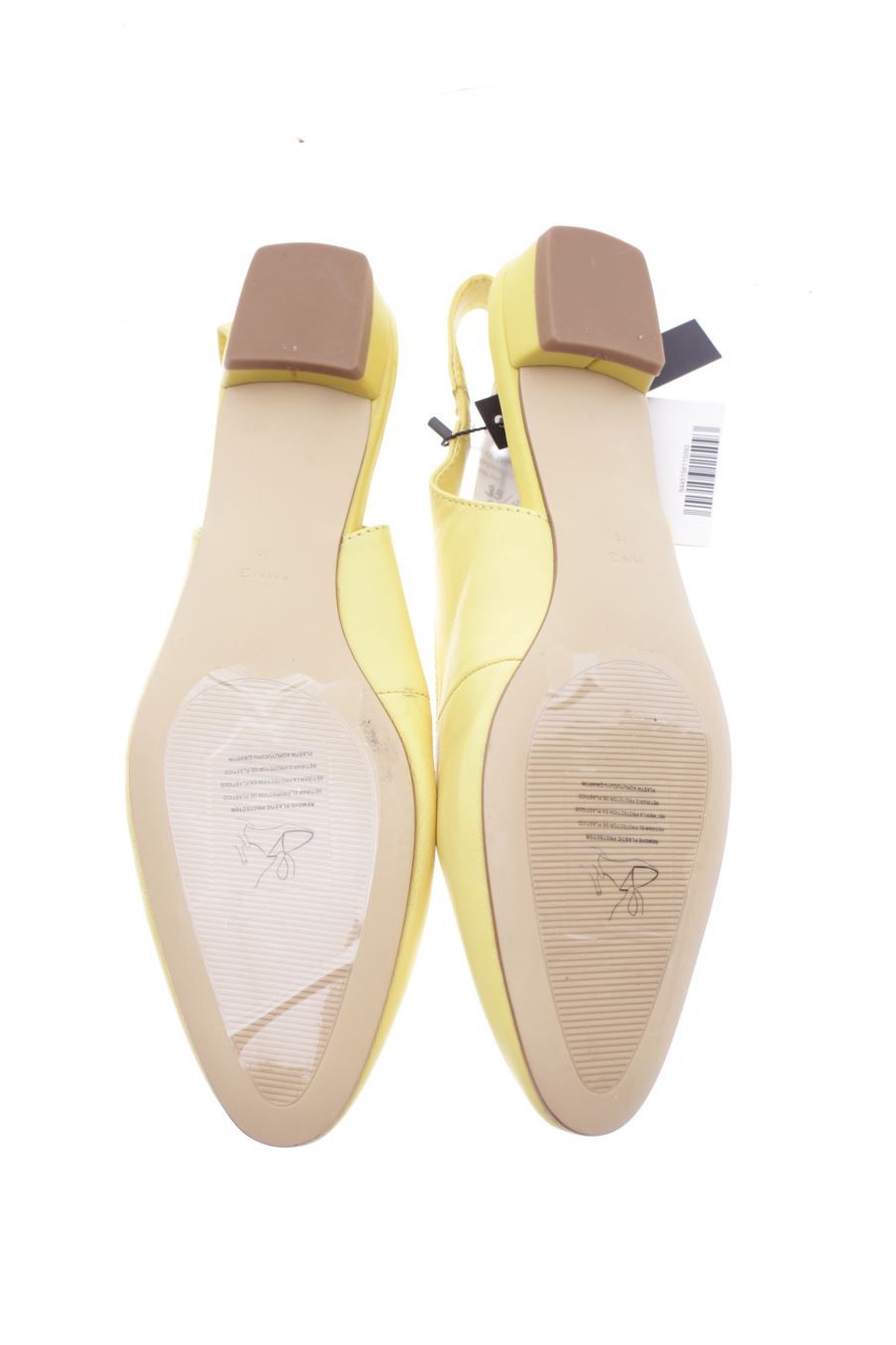 Sandalias planas de Mango de la talla 36, de color amarillo de