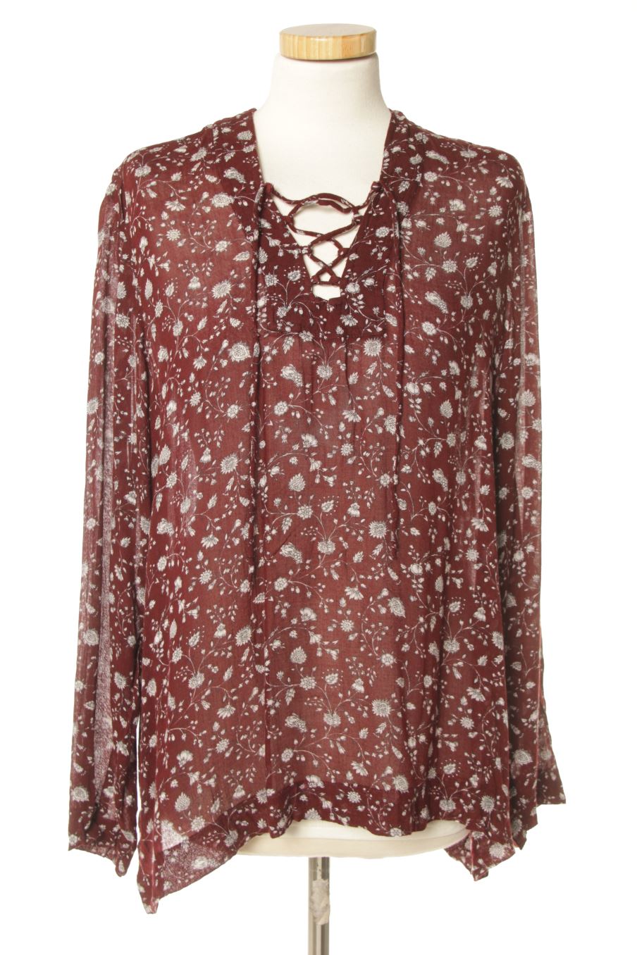 Blusa de manga larga de Violeta (by Mango ) de la talla XL, de color flores