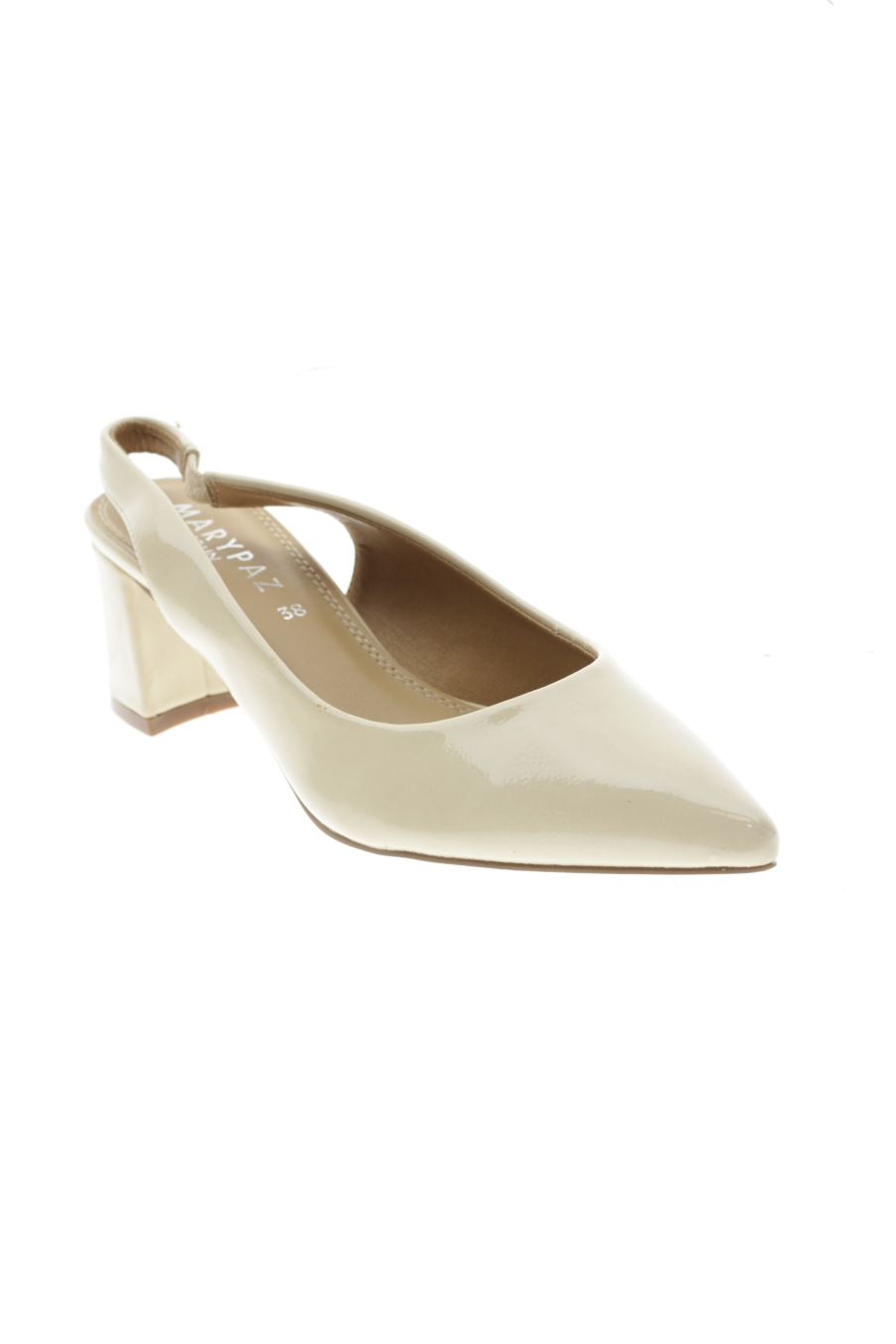 Sandalias tacon de Mary Paz de la talla 38, de color beige de