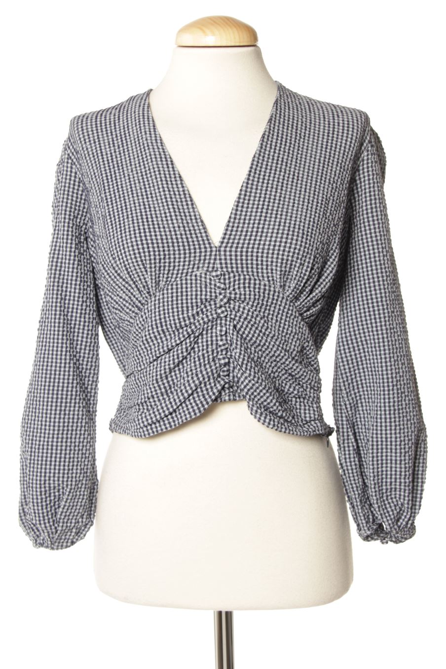 Blouse à manches longues Zara de la taille XS, de couleur carreaux