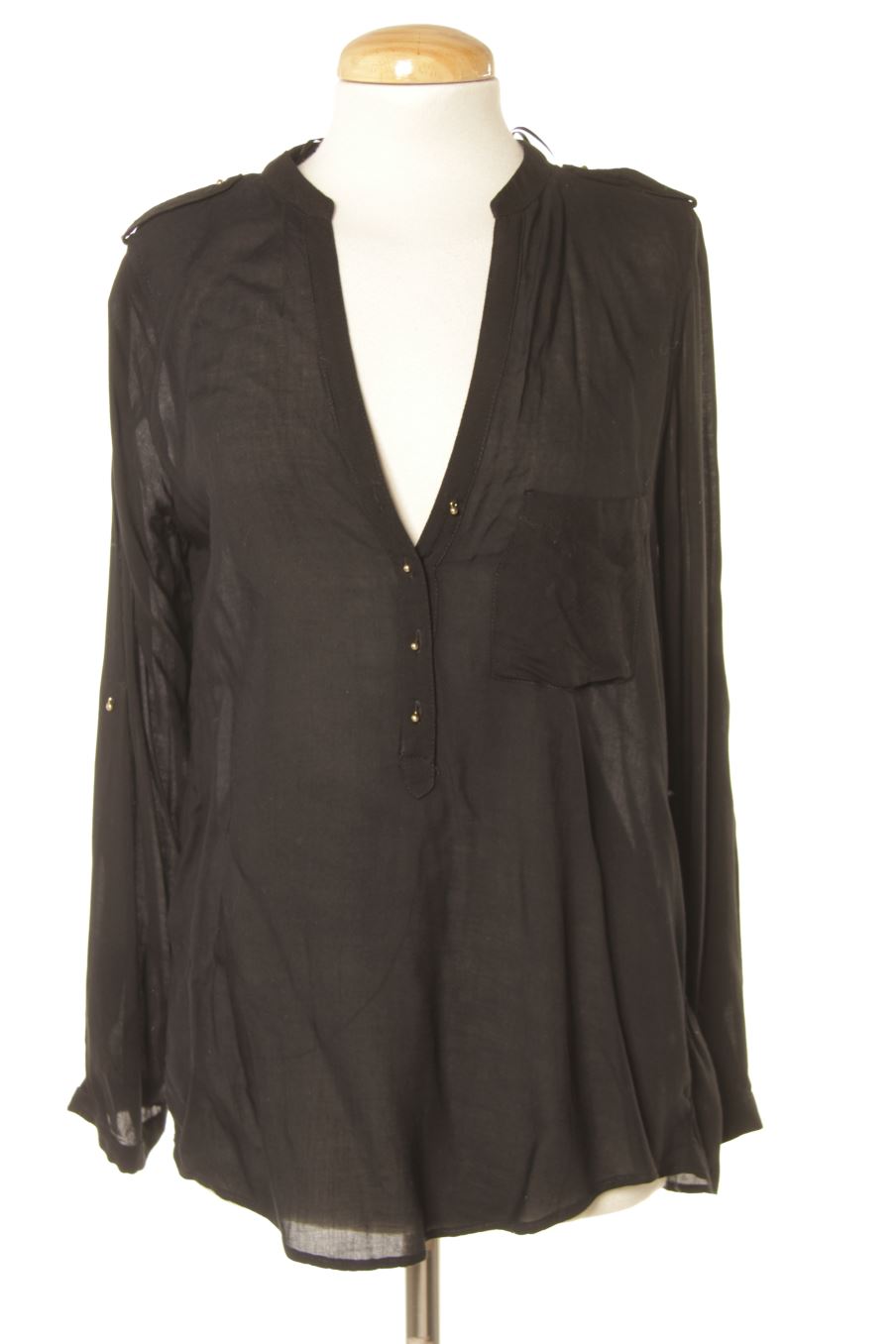 Blouse à manches longues Zara de la taille XS, de couleur noir