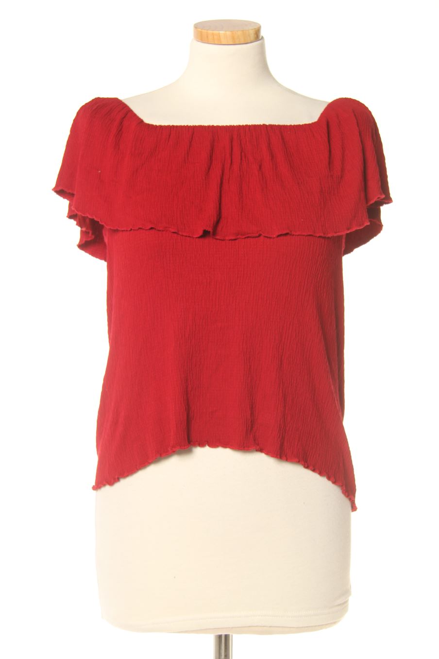 Blouse à manches courtes Pull & Bear de la taille S, de couleur rouge