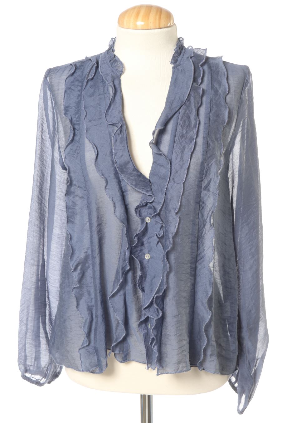 Blouse à manches longues Zara de la taille XS, de couleur bleu
