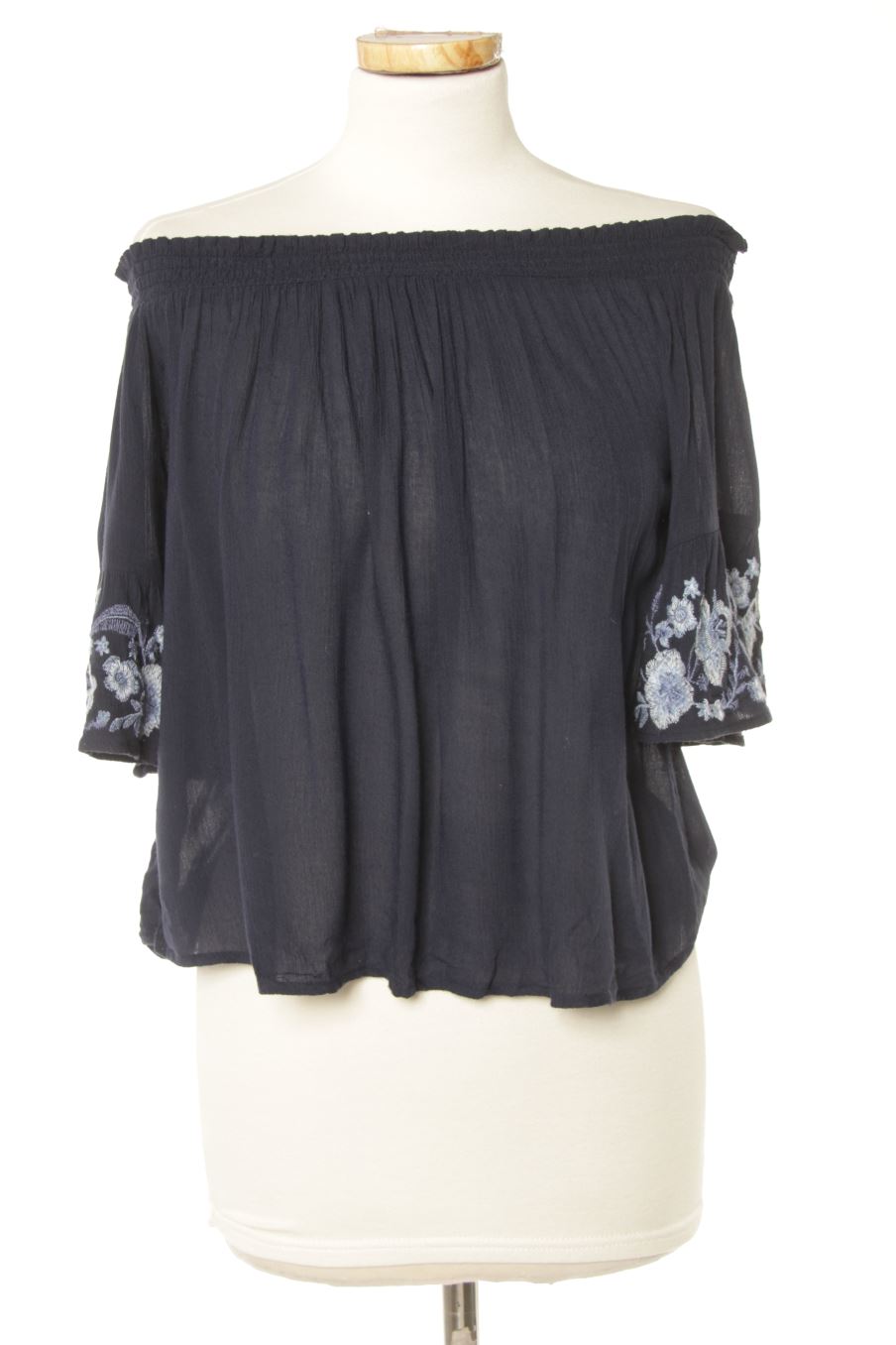 Blouse à manches courtes Hollister de la taille S, de couleur bleu marine