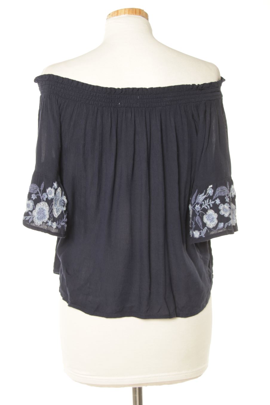 Blouse à manches courtes Hollister de la taille S, de couleur bleu marine