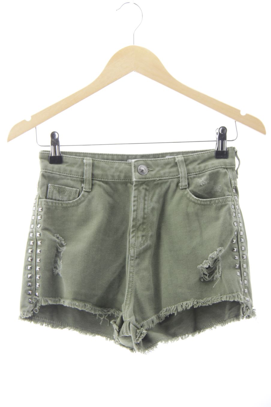 Shorts Stradivarius de la taille 34, de couleur vert de denim