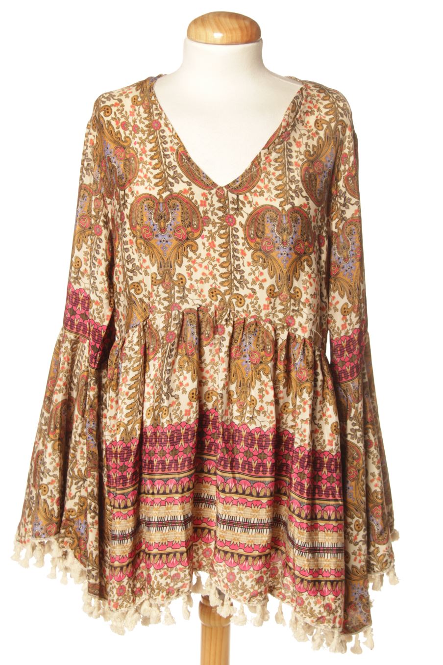 Blouse à manches longues Algo Bonito de la taille M, de couleur imprimés de soie