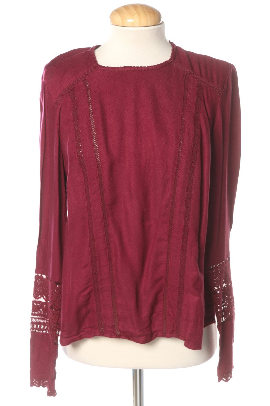 Blusa a maniche lunghe de Bershka de la talla M, de color bordeaux