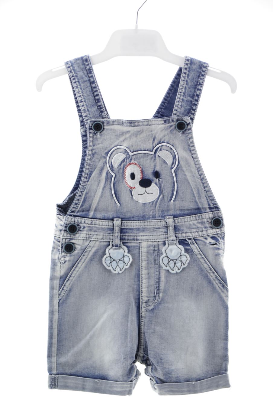 Pantalon de peto de Little kiss de la talla 18 meses de denim de segunda mano