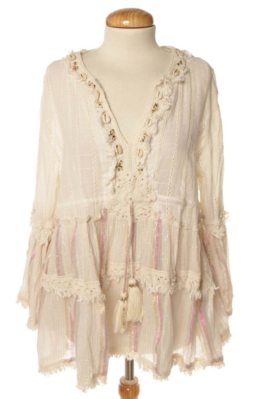 Blouse à manches longues Nj Couture de la taille M, de couleur beige