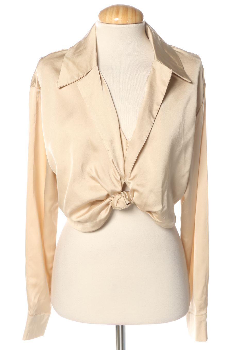 Blusa de manga larga de SAZALAXA de la talla S, de color beige