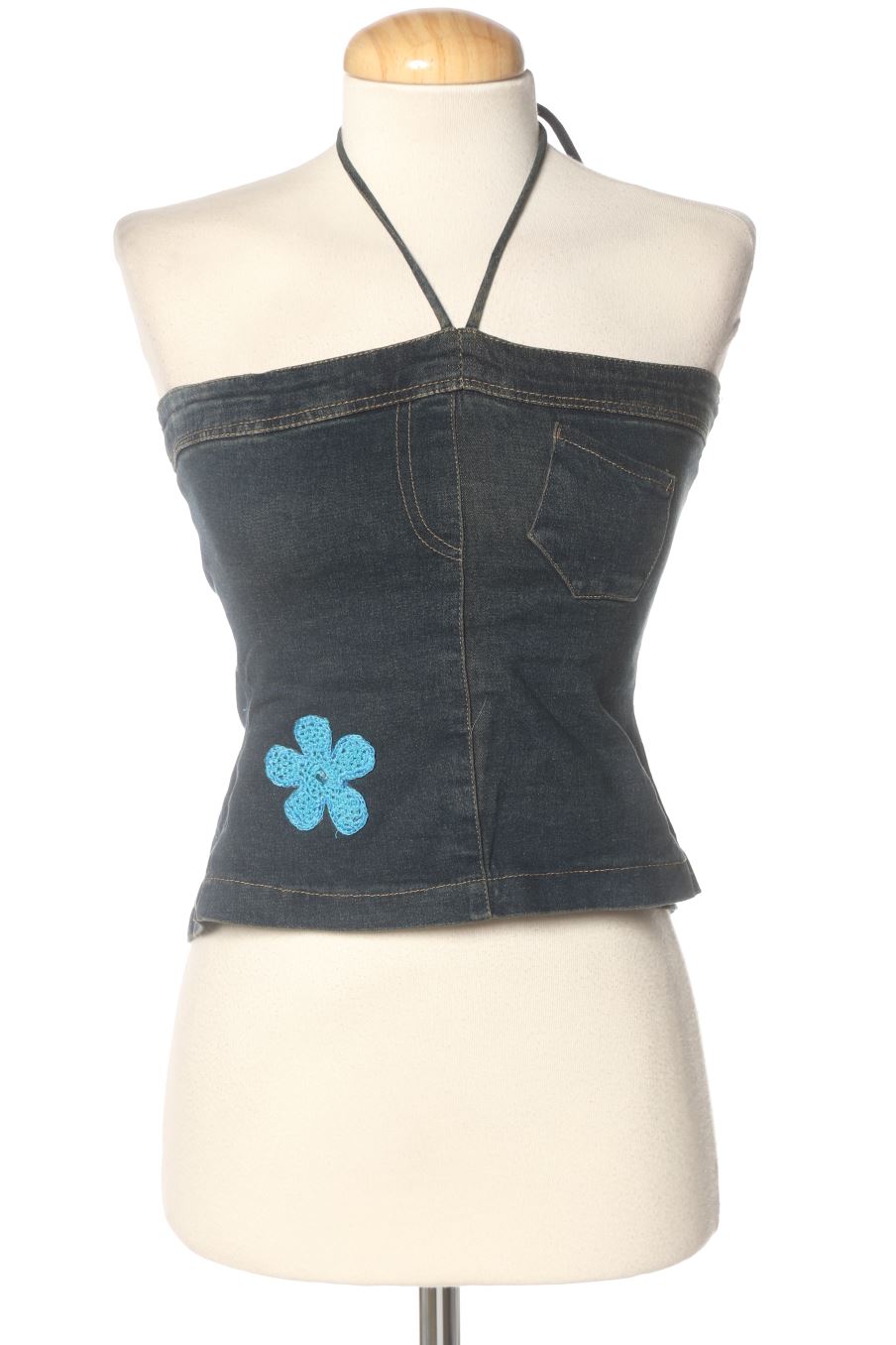 Aufwändiges Top von Papa's Fashion Größe XS, Farbe Blau, aus Jeanskleidung für