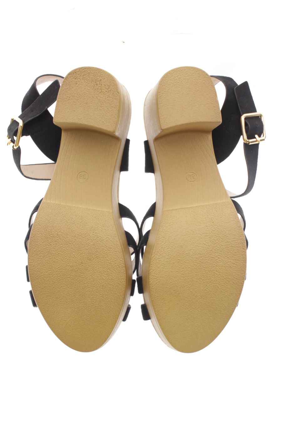 Sandalias tacon de BONOBO de la talla 38, de color negro de