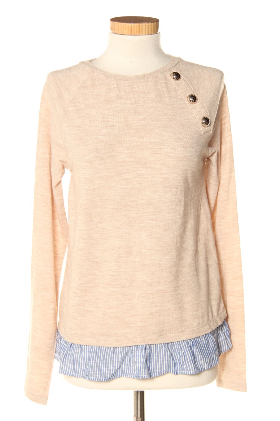 Camiseta de manga larga de Springfield de la talla XS, de color beige