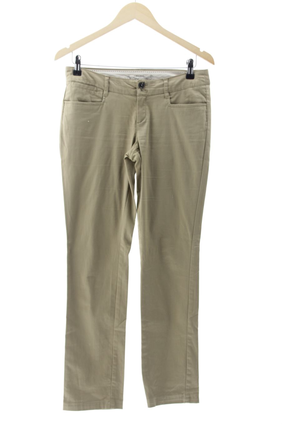 Pantalón de Mango de la talla 38, de color beige
