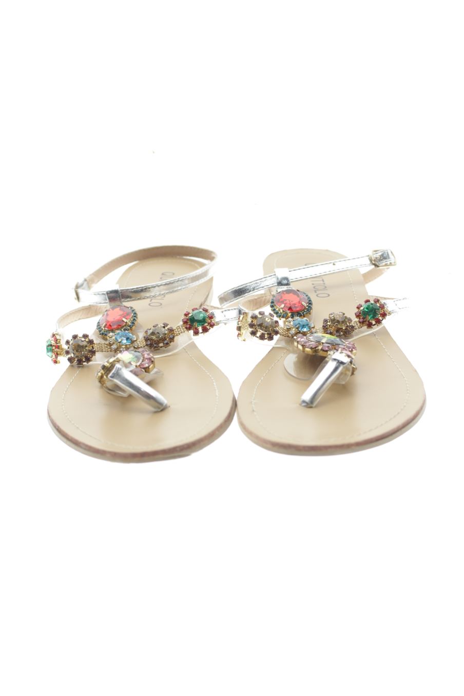 Sandalias planas de QUANTICLO de la talla 39, de color plateado de