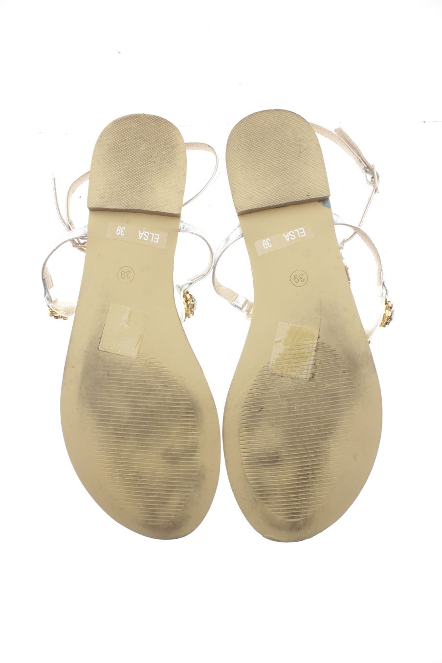 Sandalias planas de QUANTICLO de la talla 39, de color plateado de