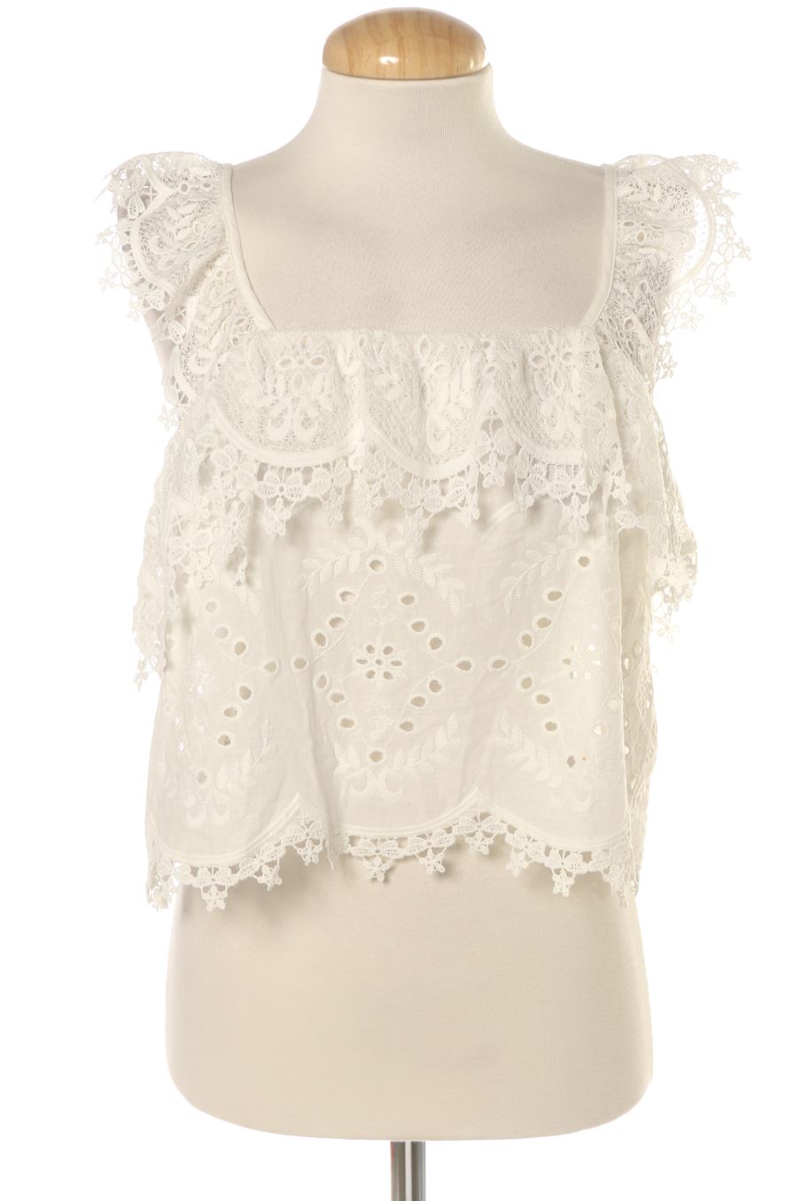 Top de Zara de la talla M, de color blanco