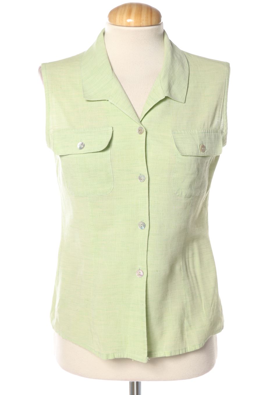 Camisa sin mangas de Cortefiel de la talla 42, de color verde
