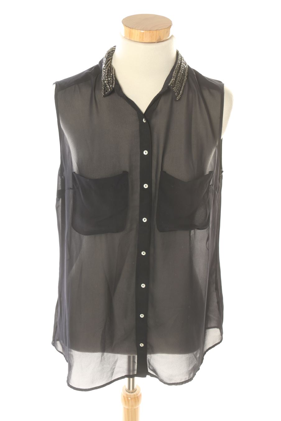 Camisa sin mangas de Zara de la talla M, de color azul marino
