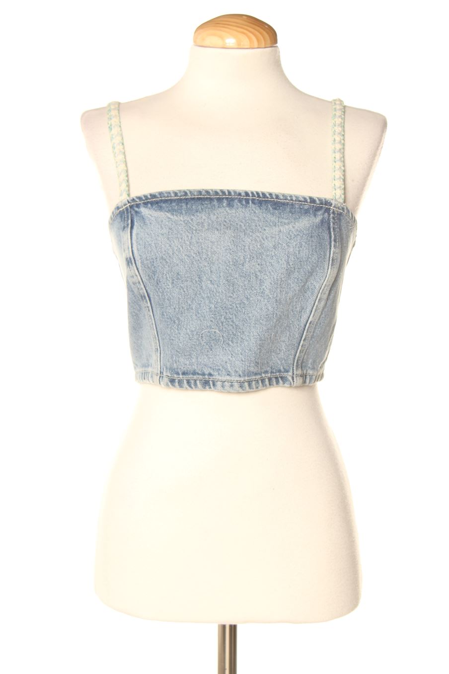 Top de Zara de la talla S, de color azul de ropa vaquera