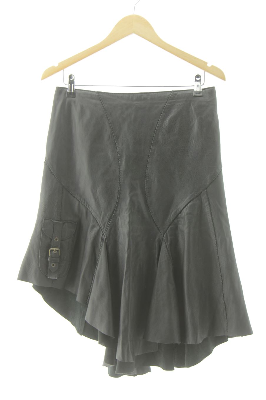 Aufwändiger Rock von Made in italy Größe 38, Farbe Schwarz, aus Leder für