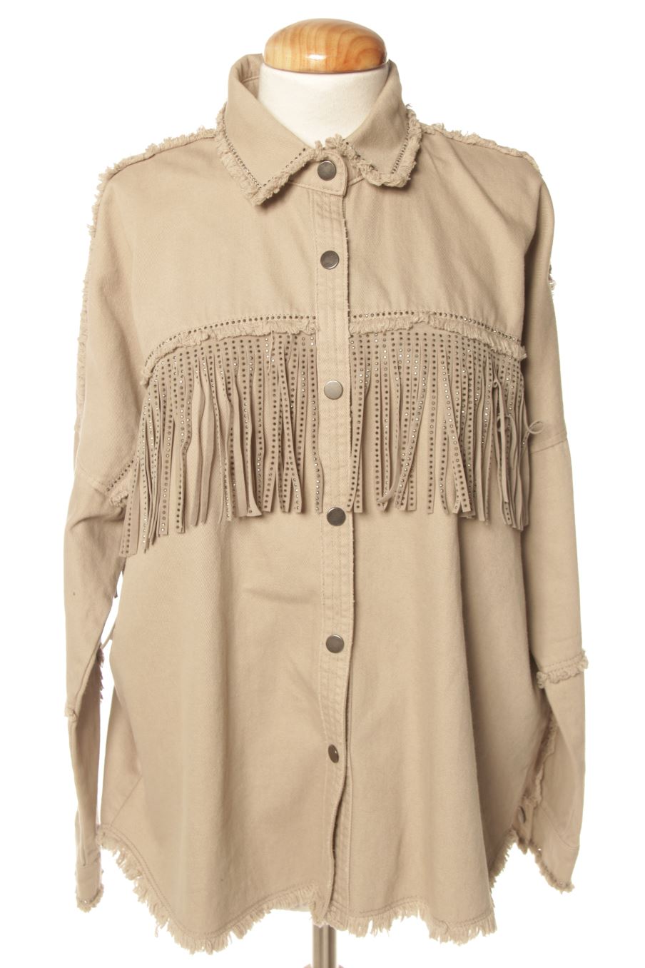 Cazadora de Zara de la talla XS, de color beige de ropa vaquera