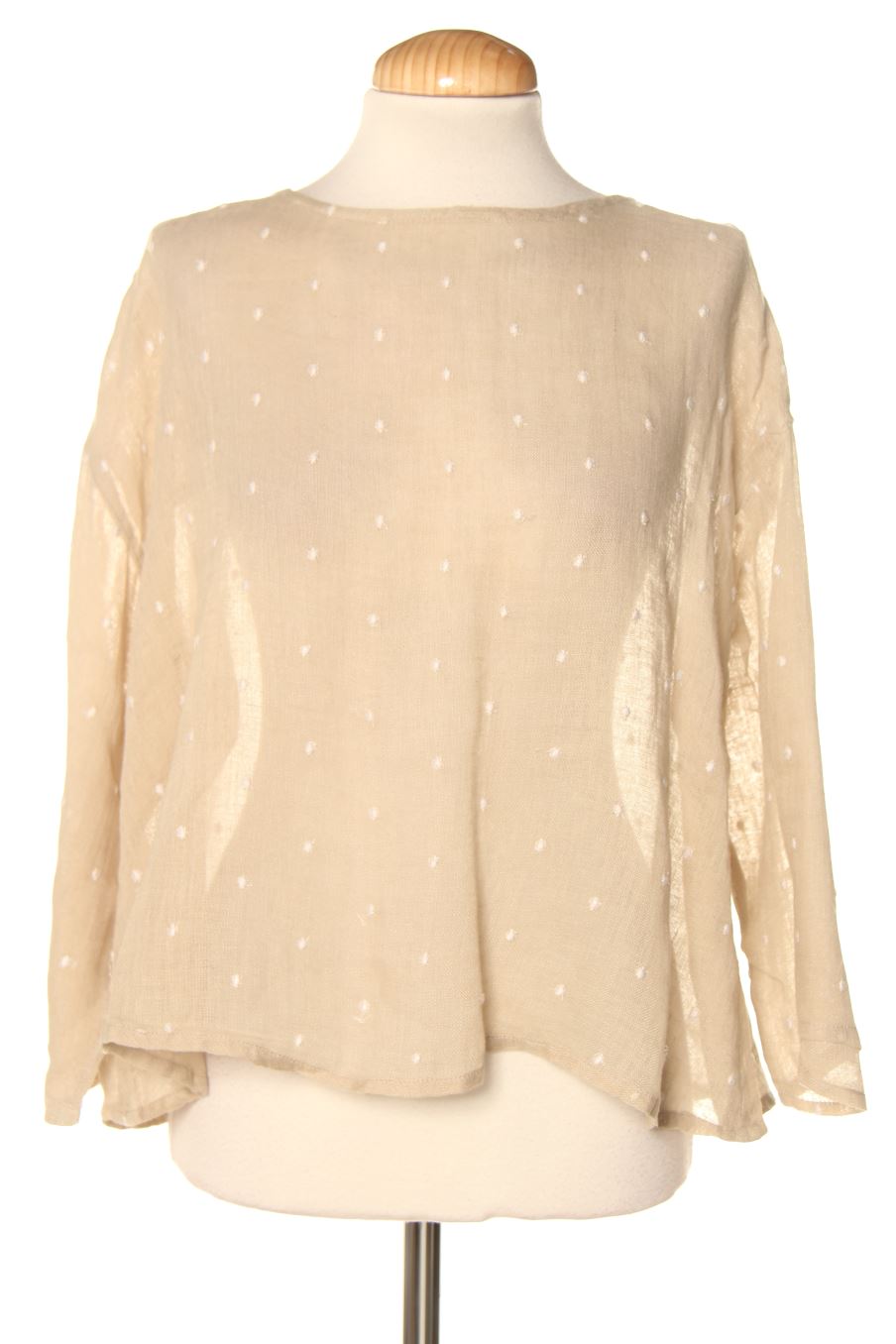Blouse à manches longues Monoprix de la taille 36, de couleur beige
